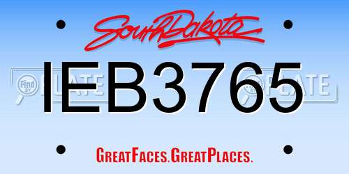 IEB3765 South Dakota License Plate