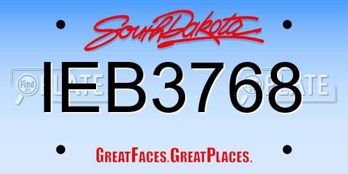 IEB3768 South Dakota License Plate