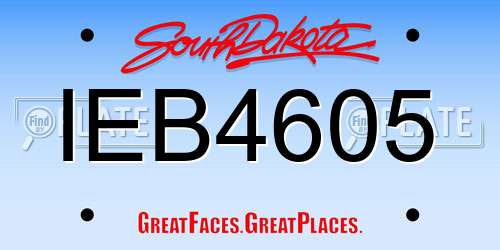IEB4605 South Dakota License Plate