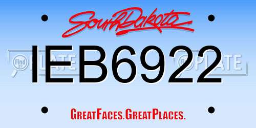 IEB6922 South Dakota License Plate