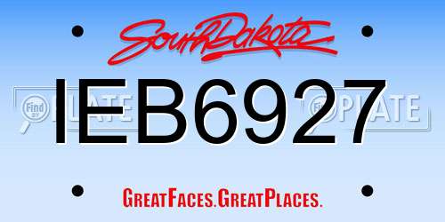 IEB6927 South Dakota License Plate