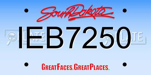 IEB7250 South Dakota License Plate