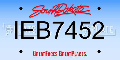 IEB7452 South Dakota License Plate