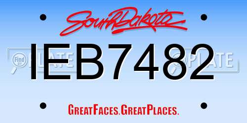 IEB7482 South Dakota License Plate