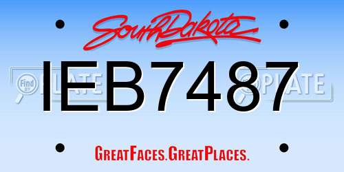 IEB7487 South Dakota License Plate
