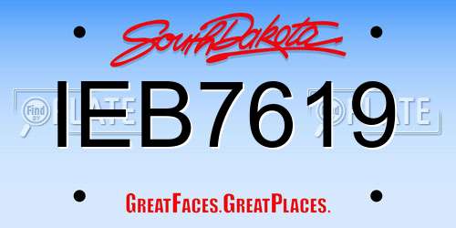 IEB7619 South Dakota License Plate