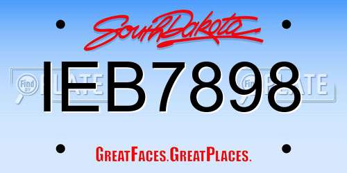 IEB7898 South Dakota License Plate