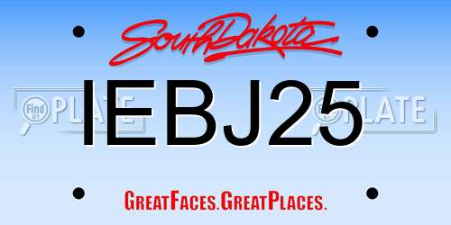 IEBJ25 South Dakota License Plate