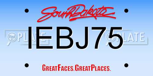 IEBJ75 South Dakota License Plate