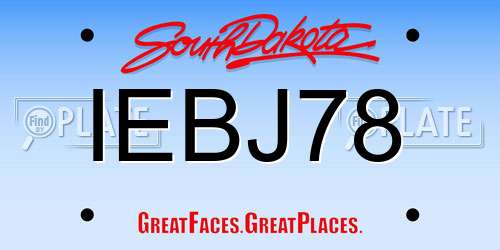 IEBJ78 South Dakota License Plate