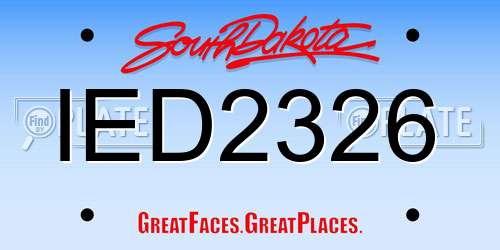 IED2326 South Dakota License Plate