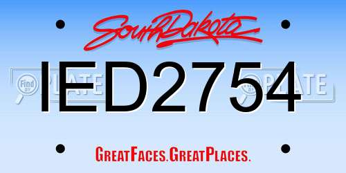 IED2754 South Dakota License Plate
