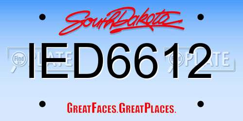 IED6612 South Dakota License Plate