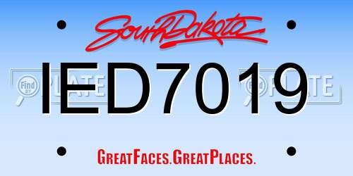 IED7019 South Dakota License Plate