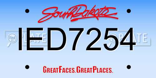 IED7254 South Dakota License Plate