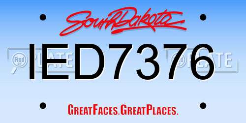 IED7376 South Dakota License Plate