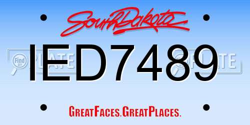 IED7489 South Dakota License Plate