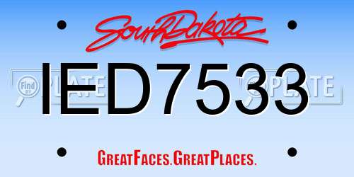IED7533 South Dakota License Plate