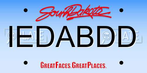 IEDABDD South Dakota License Plate