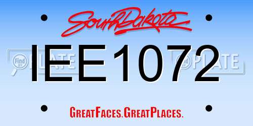 IEE1072 South Dakota License Plate