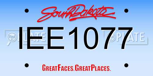 IEE1077 South Dakota License Plate
