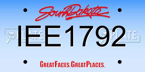 IEE1792 South Dakota License Plate