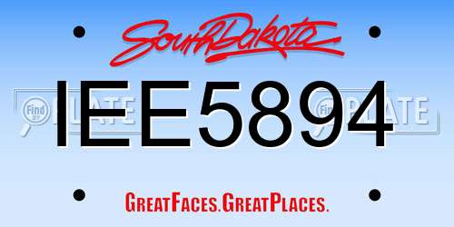 IEE5894 South Dakota License Plate