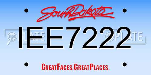 IEE7222 South Dakota License Plate