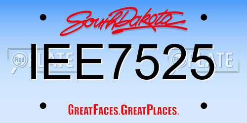 IEE7525 South Dakota License Plate