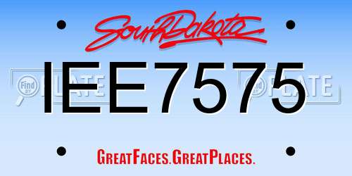IEE7575 South Dakota License Plate