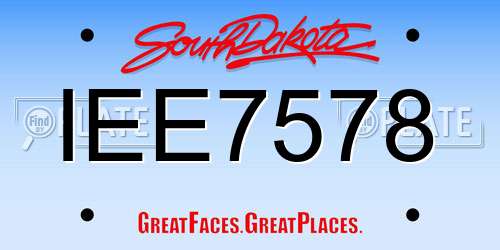 IEE7578 South Dakota License Plate
