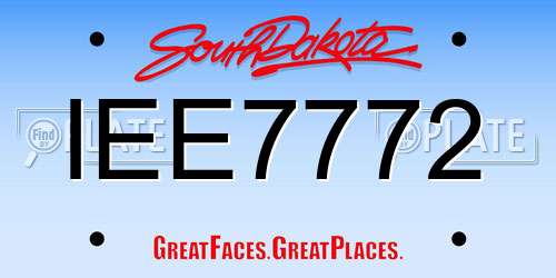 IEE7772 South Dakota License Plate