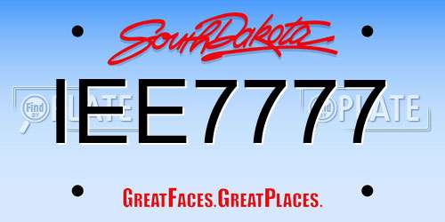 IEE7777 South Dakota License Plate