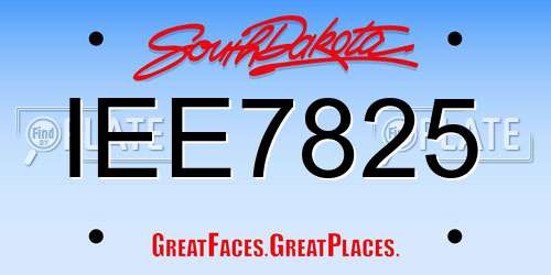 IEE7825 South Dakota License Plate