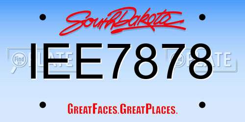 IEE7878 South Dakota License Plate