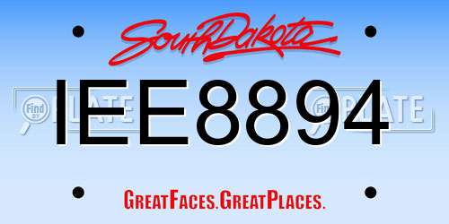 IEE8894 South Dakota License Plate