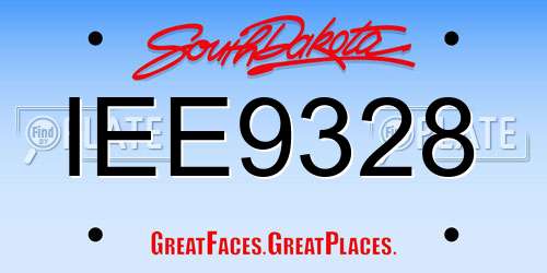 IEE9328 South Dakota License Plate