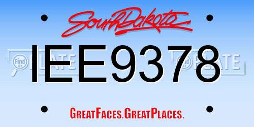IEE9378 South Dakota License Plate