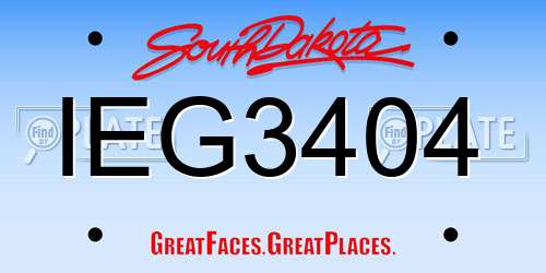 IEG3404 South Dakota License Plate