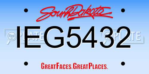 IEG5432 South Dakota License Plate