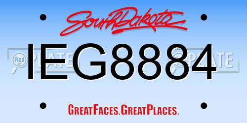 IEG8884 South Dakota License Plate