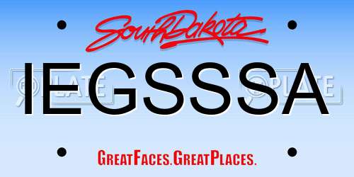 IEGSSSA South Dakota License Plate