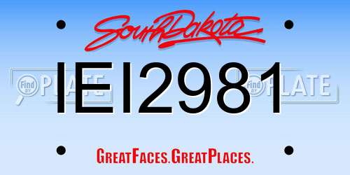 IEI2981 South Dakota License Plate