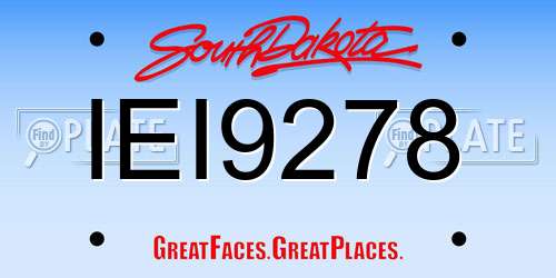 IEI9278 South Dakota License Plate