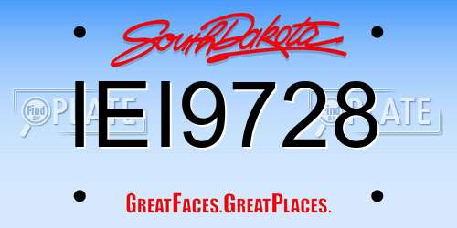 IEI9728 South Dakota License Plate