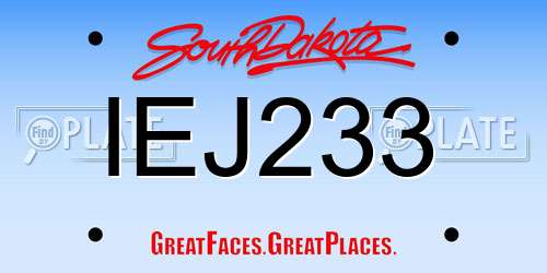 IEJ233 South Dakota License Plate