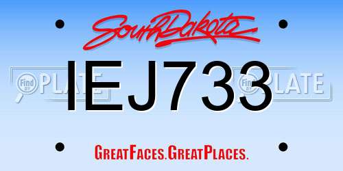 IEJ733 South Dakota License Plate
