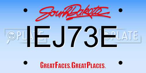 IEJ73E South Dakota License Plate