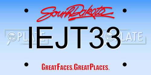 IEJT33 South Dakota License Plate