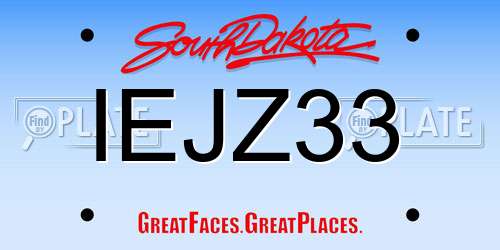 IEJZ33 South Dakota License Plate
